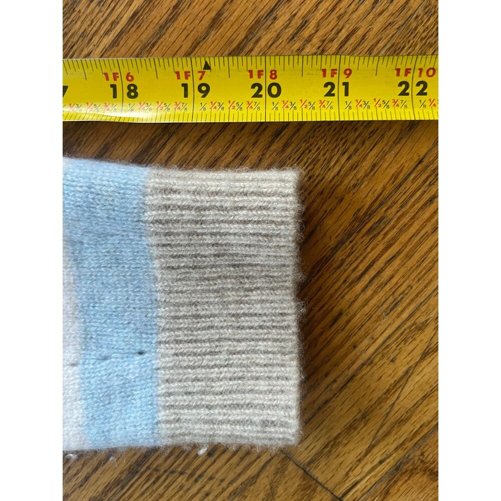 KINROSS Cashmere Beige Blue Stripe Pullover Sweater Top   Women's Size Small - Picture 9 of 10